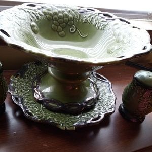 Fruit bowl with matching salt and pepper shakers